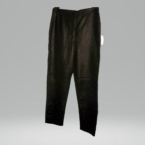 Black Leather Pants, women sz 10, lamb skin, lined